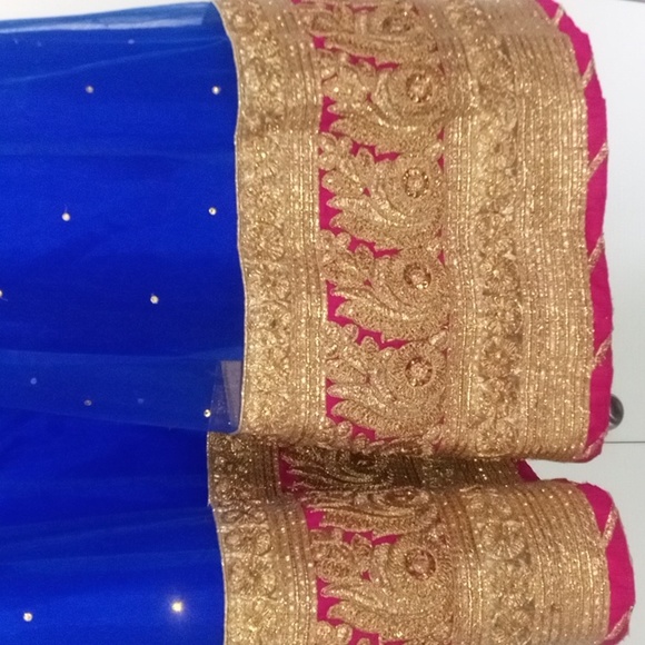 Blue and Pink Net Lehenga Choli Size 42 - Picture 2 of 5